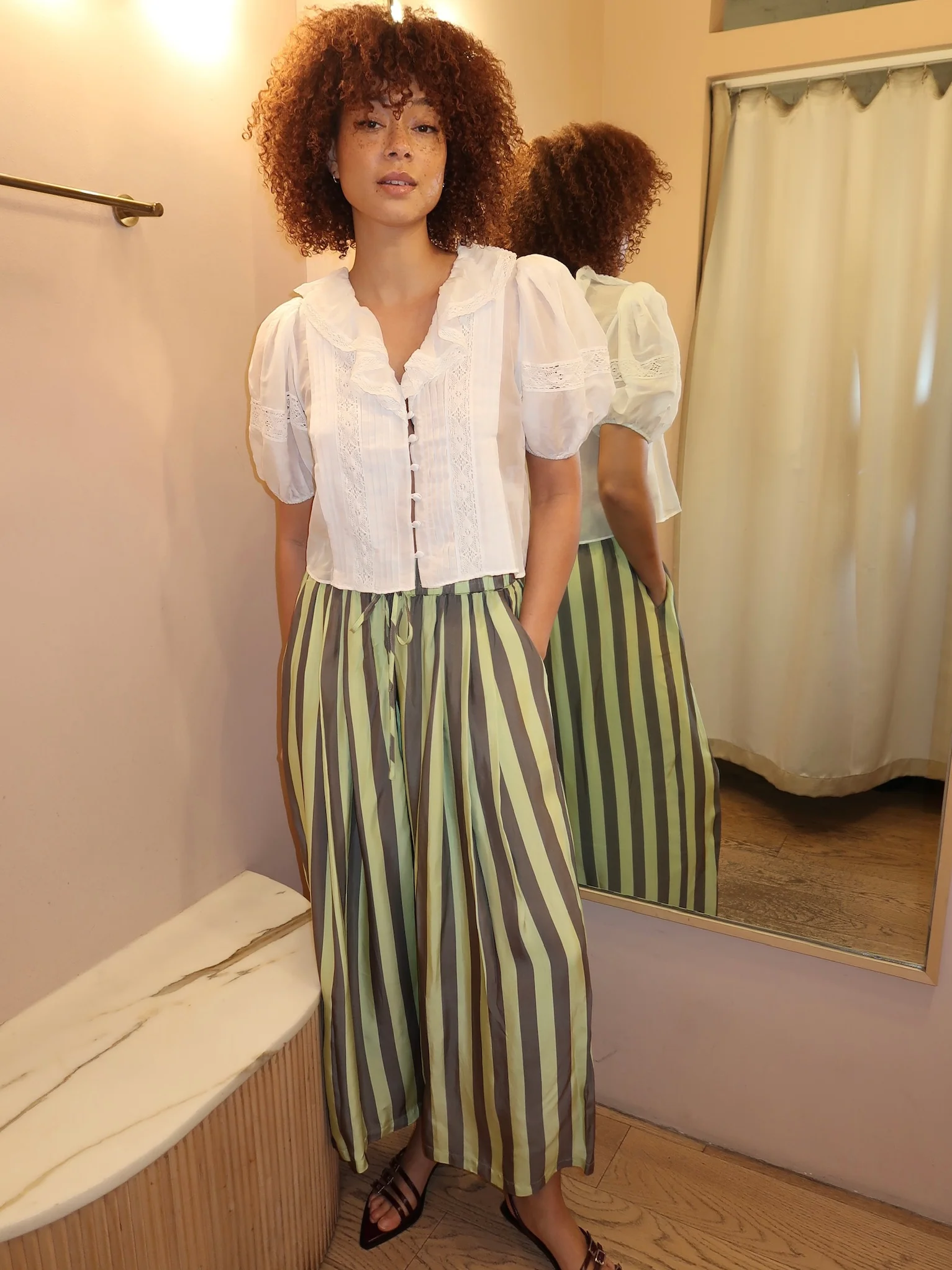 Cyprus Pant in Evergreen Stripe