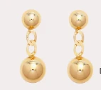 Double Ball Drop Earrings in Gold