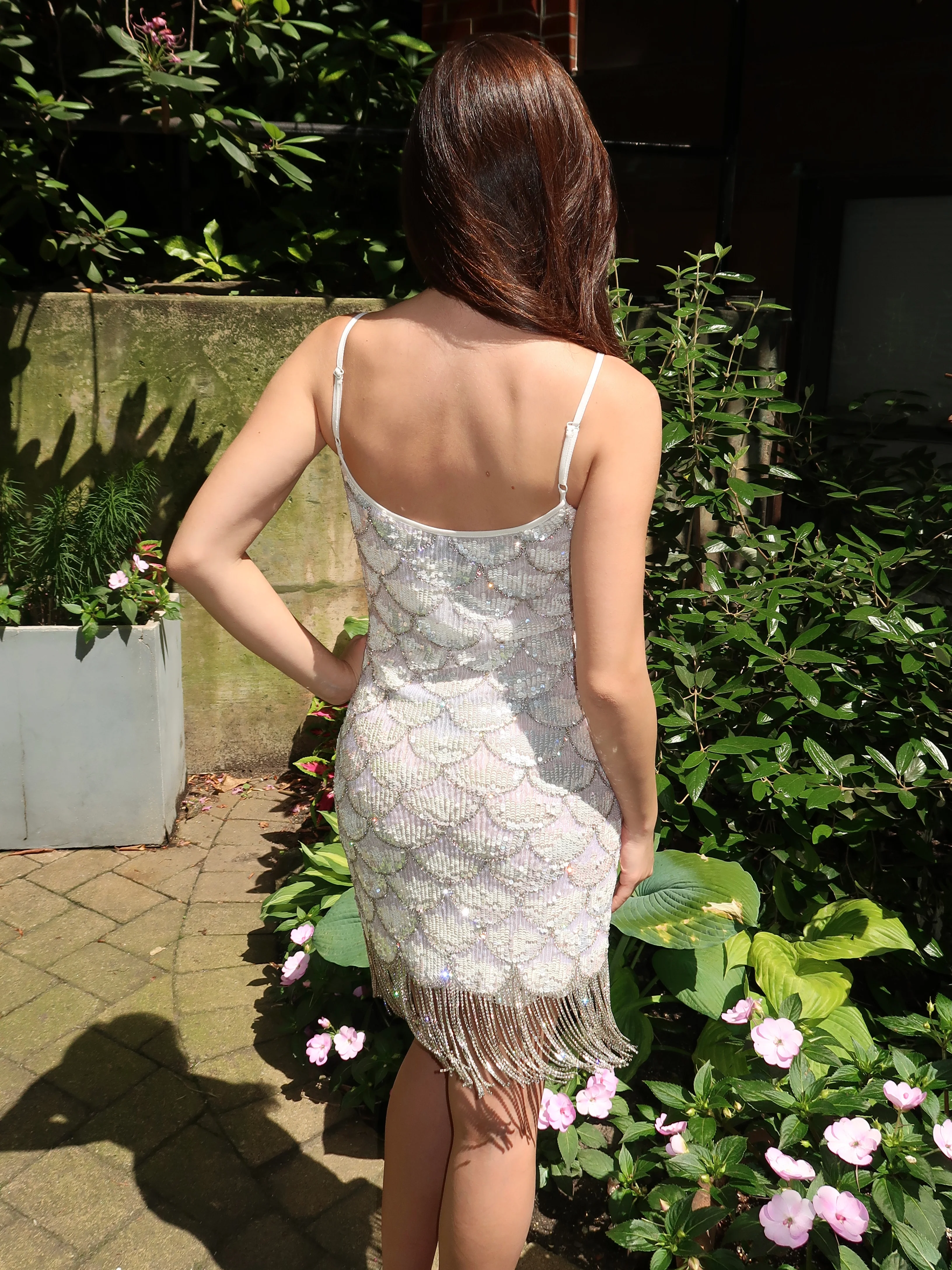 Ecaille Mini Dress in White - Image 3
