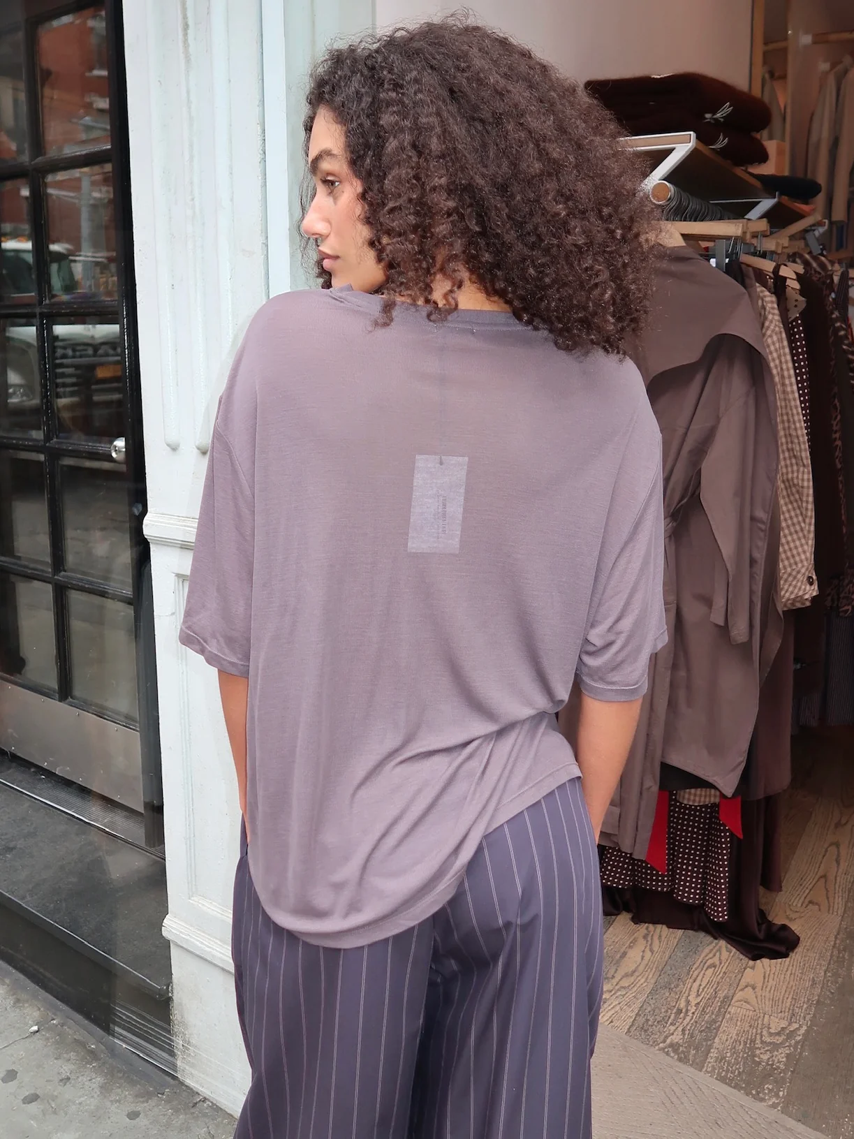 Fine Jersey Relaxed Tee in Soot - Image 3