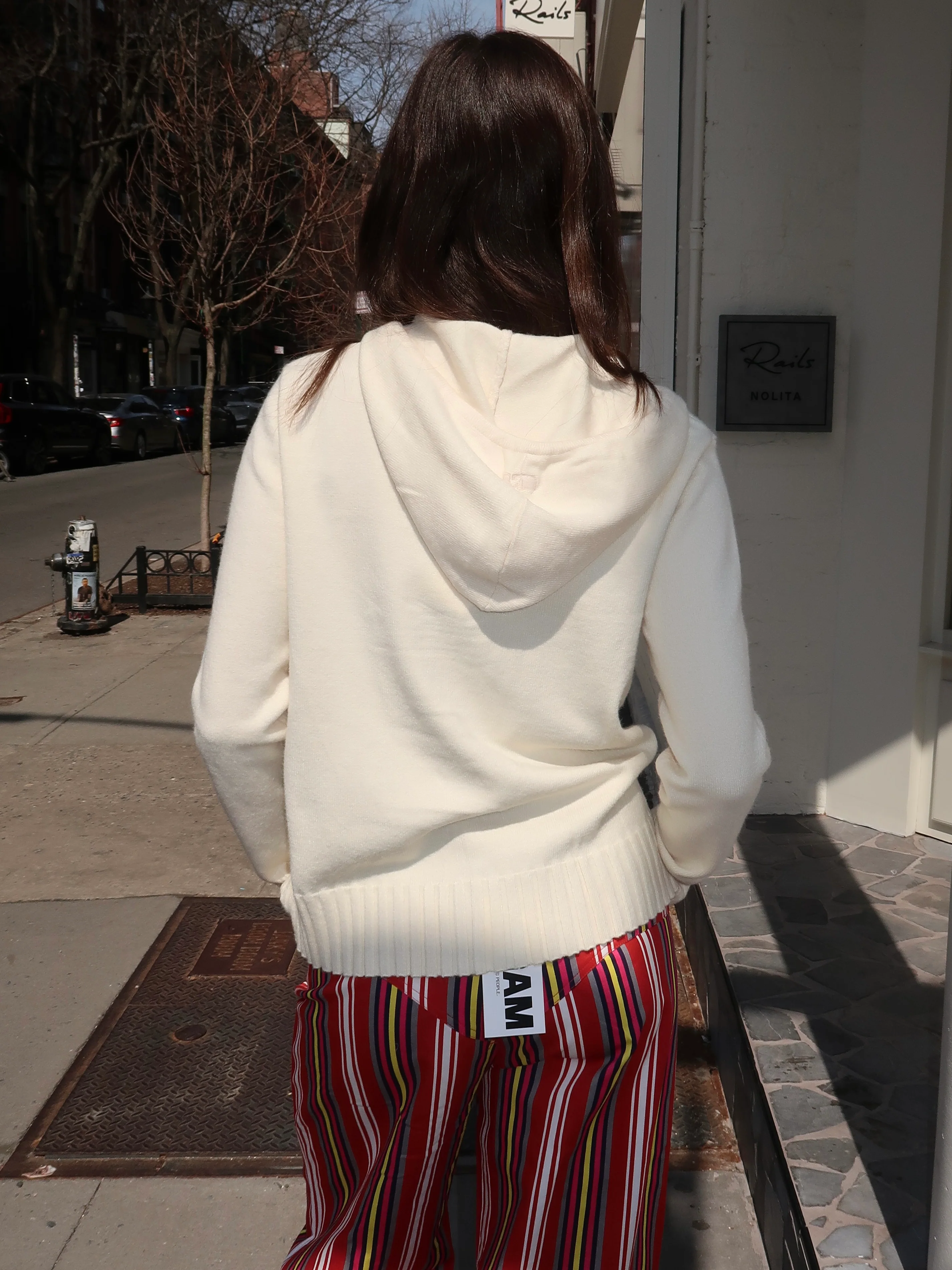 Florana Ecru Zipper Knitted Sweatshirt - Image 3