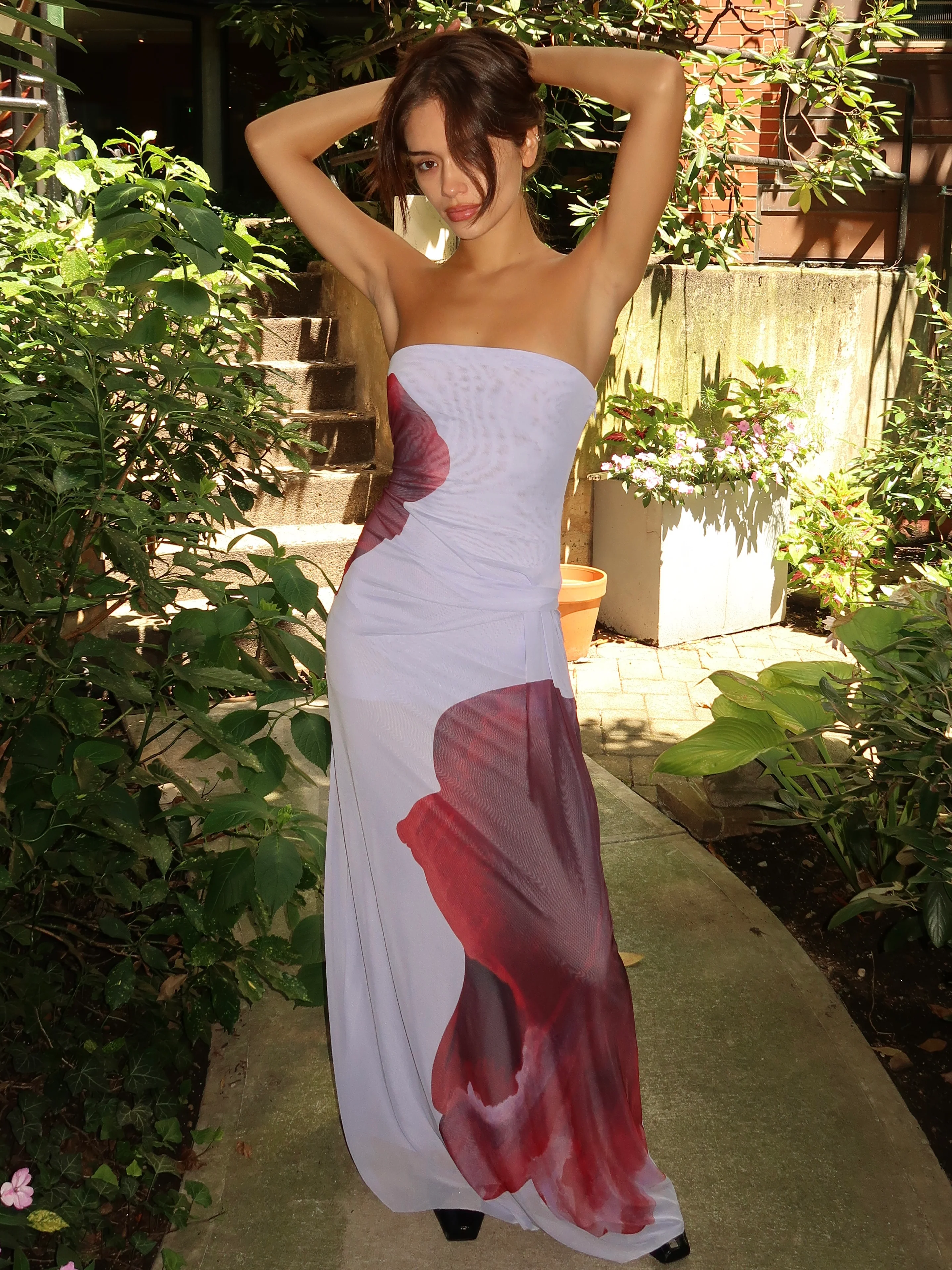 Georgiana Strapless Maxi Dress in Bloom Floral