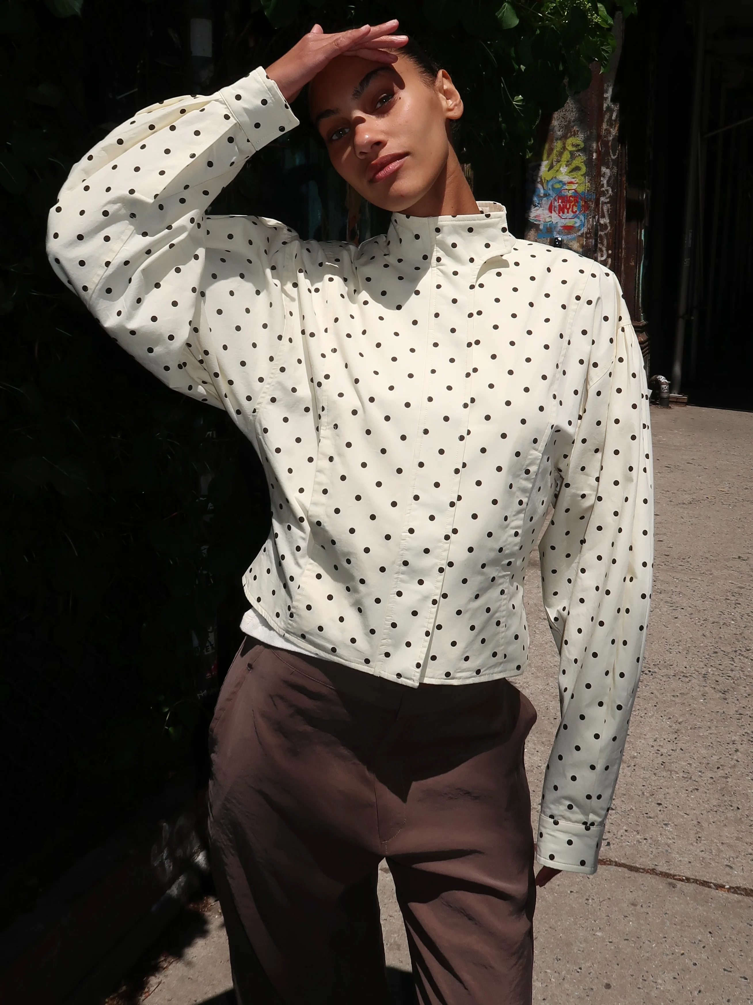 Globo Jacket in White Polka Dot - Image 4