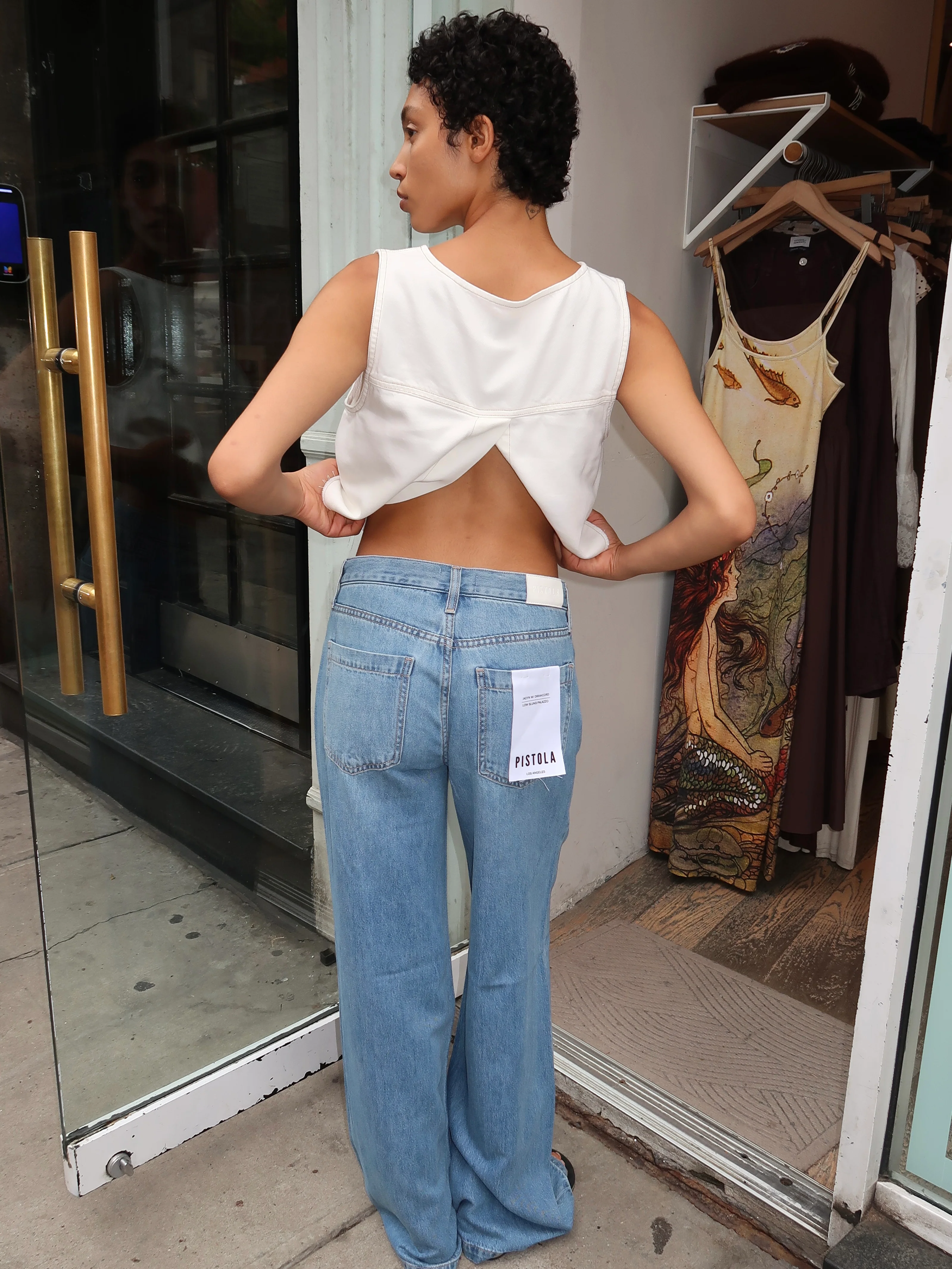 Jadyn W/ Draw Cord Low Slung Palazzo in Expanse - Image 3