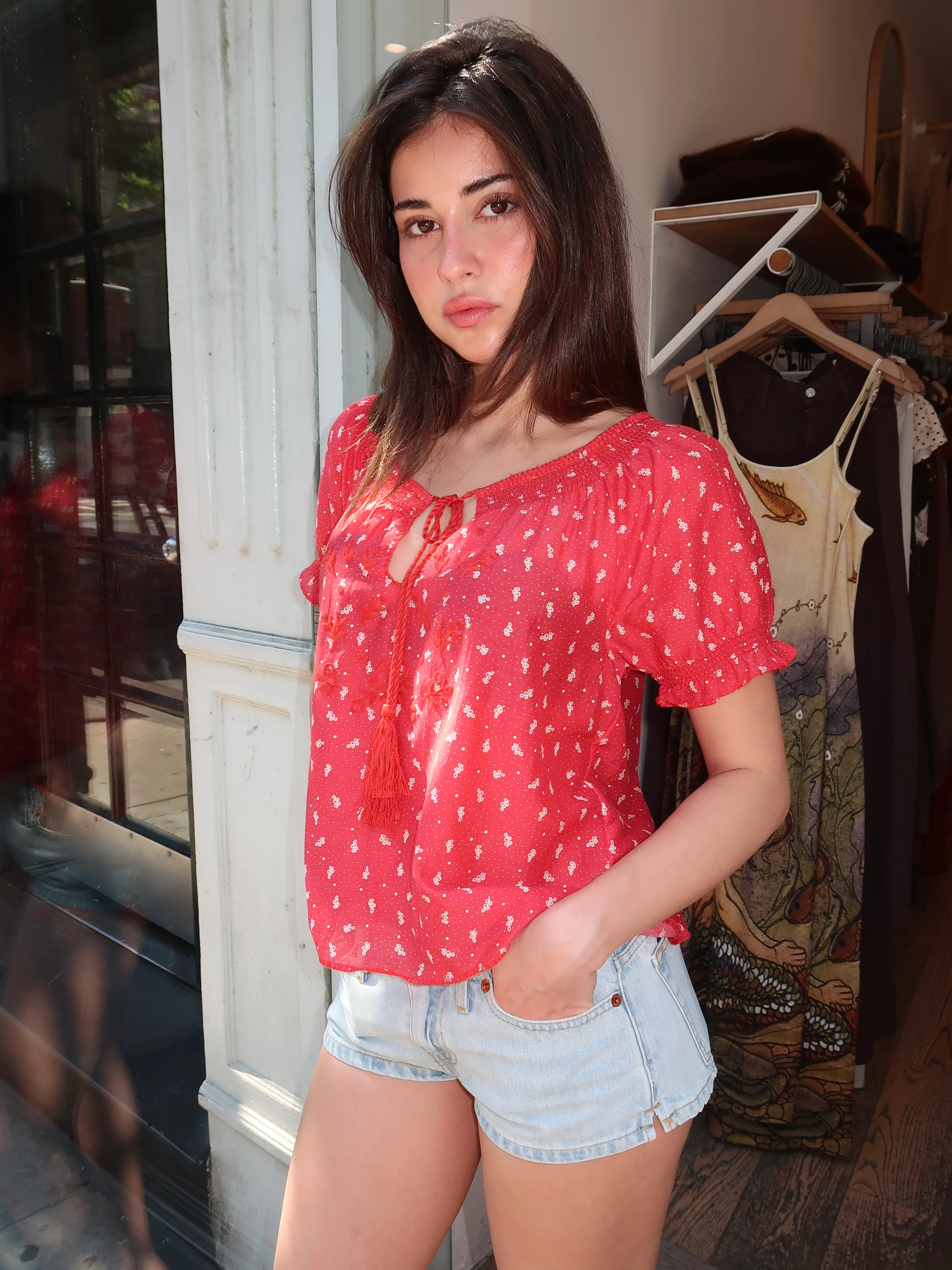 Katie Embroidered Top in Bandana - Image 2