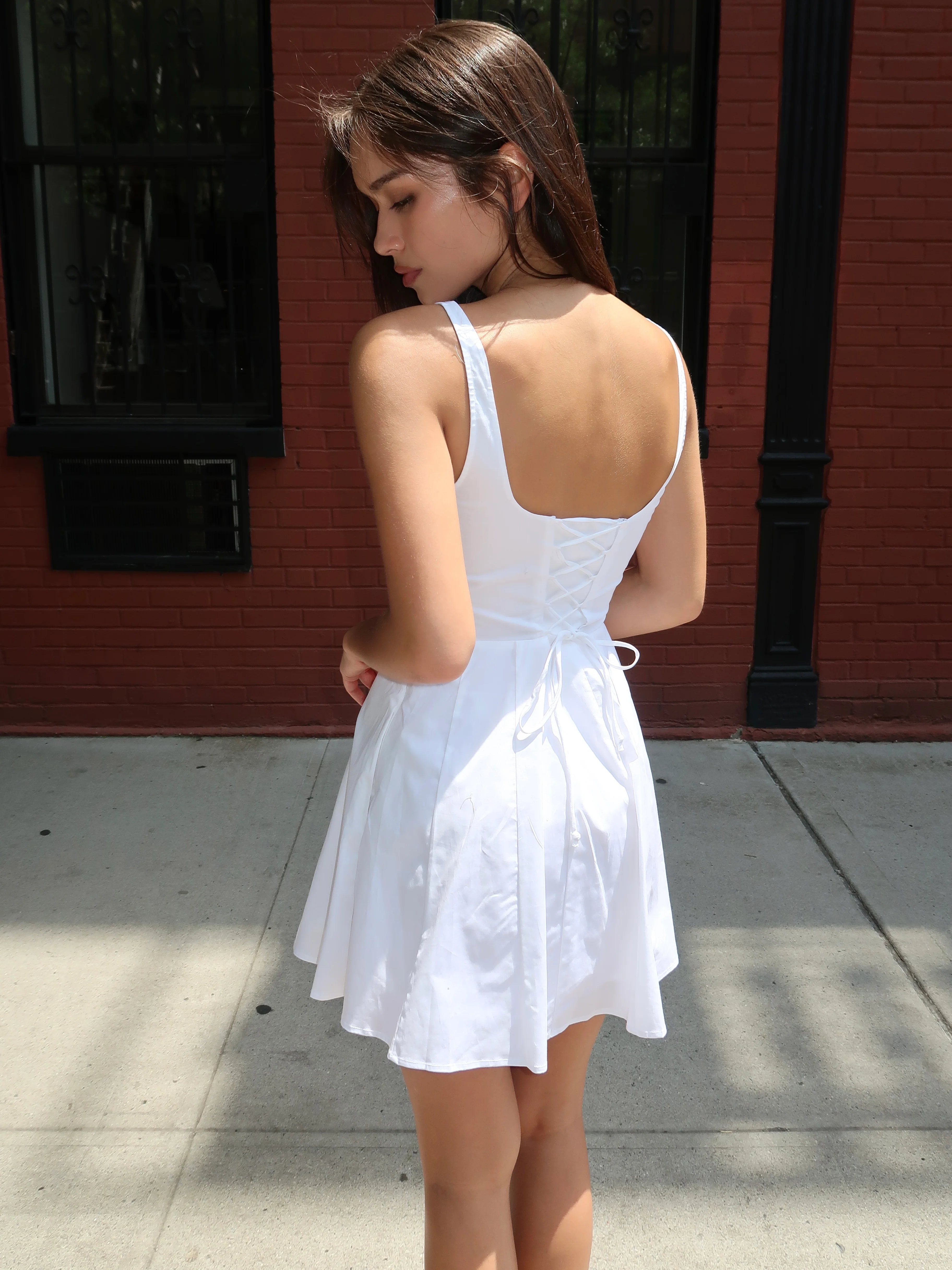 Leila Tank Mini Dress in White - Image 3