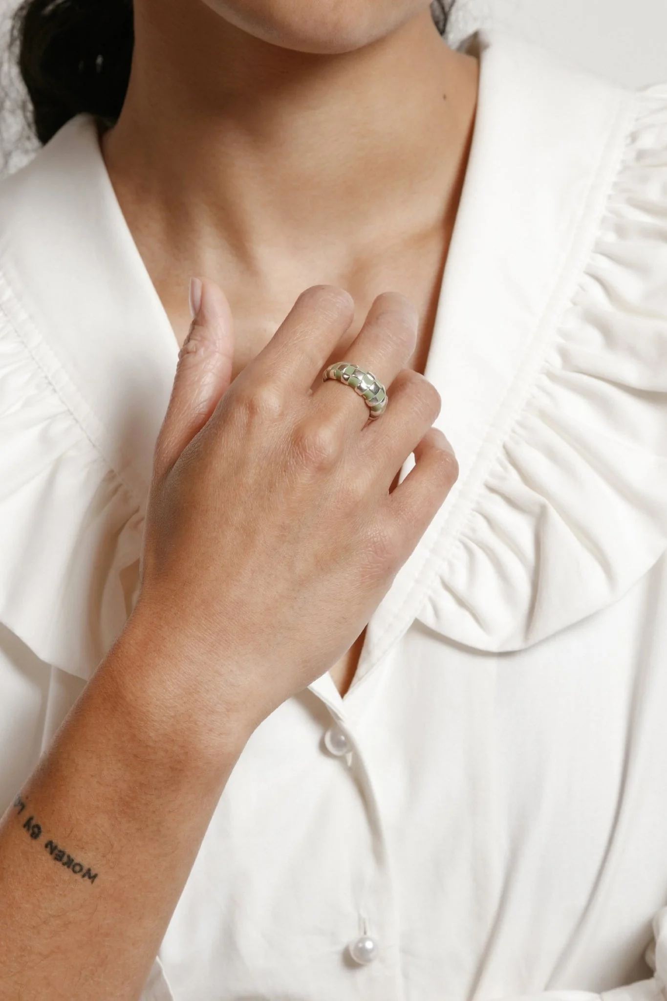 Libby Ring in Silver/Green - Image 4
