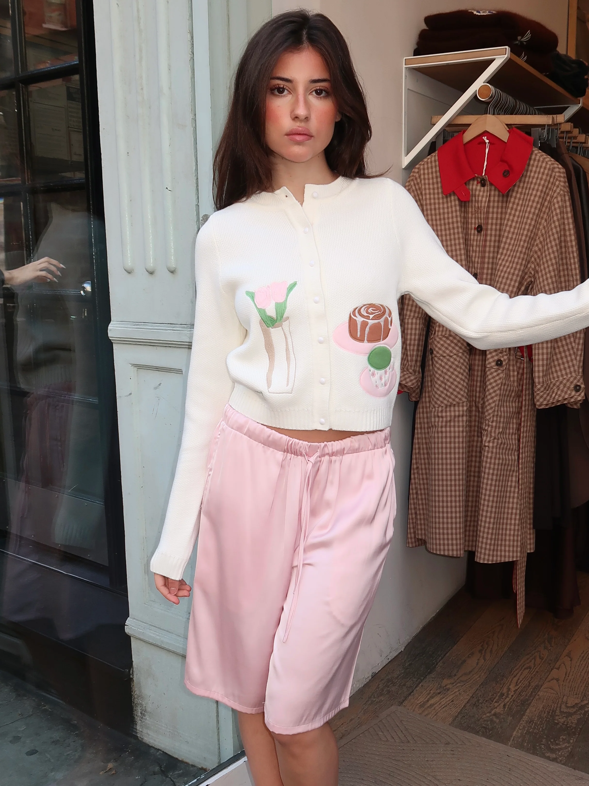 Matcha-ing My Mood Cardigan in Milk - Image 2