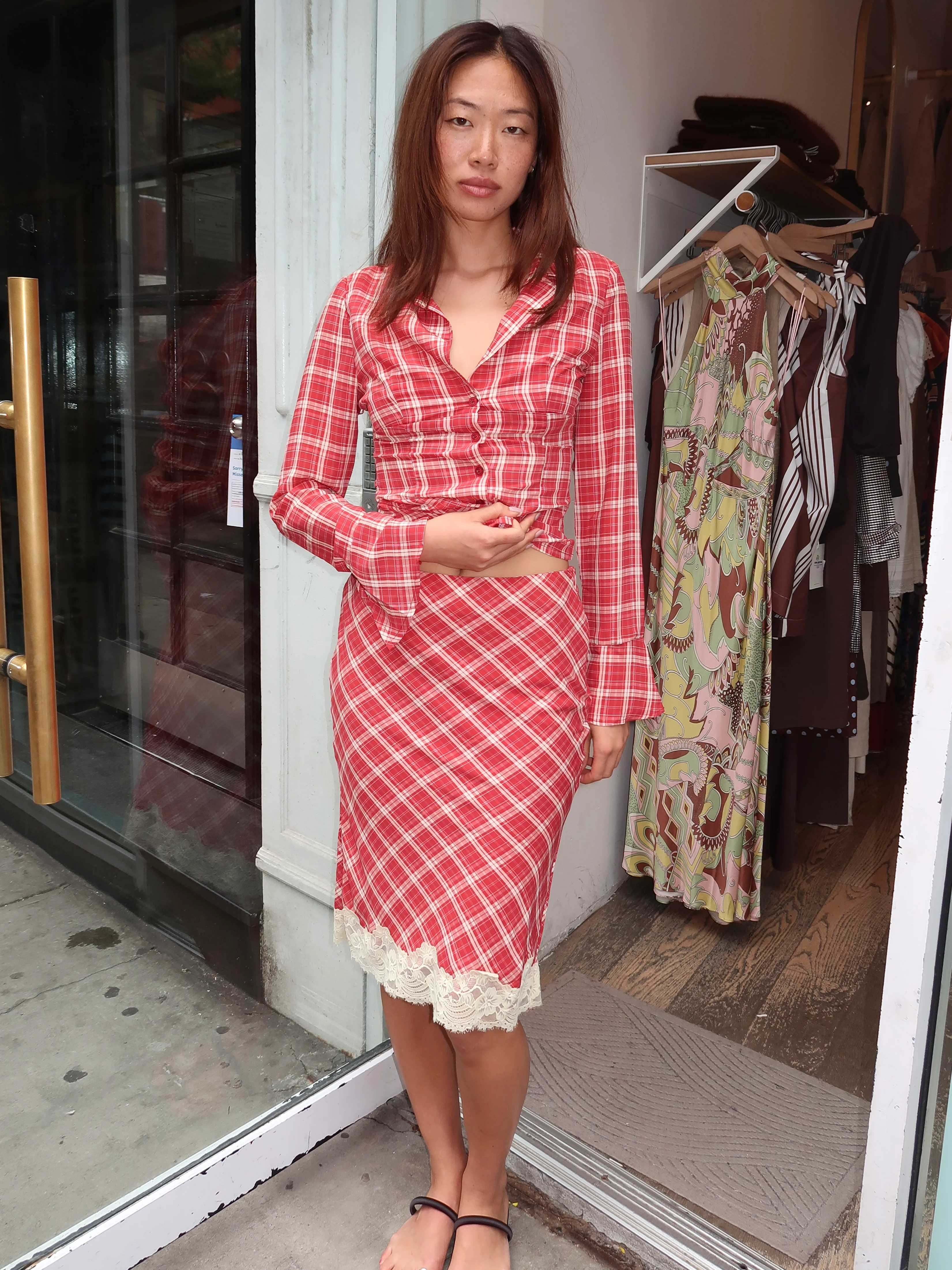 May Midi Skirt in Red Gingham - Image 4
