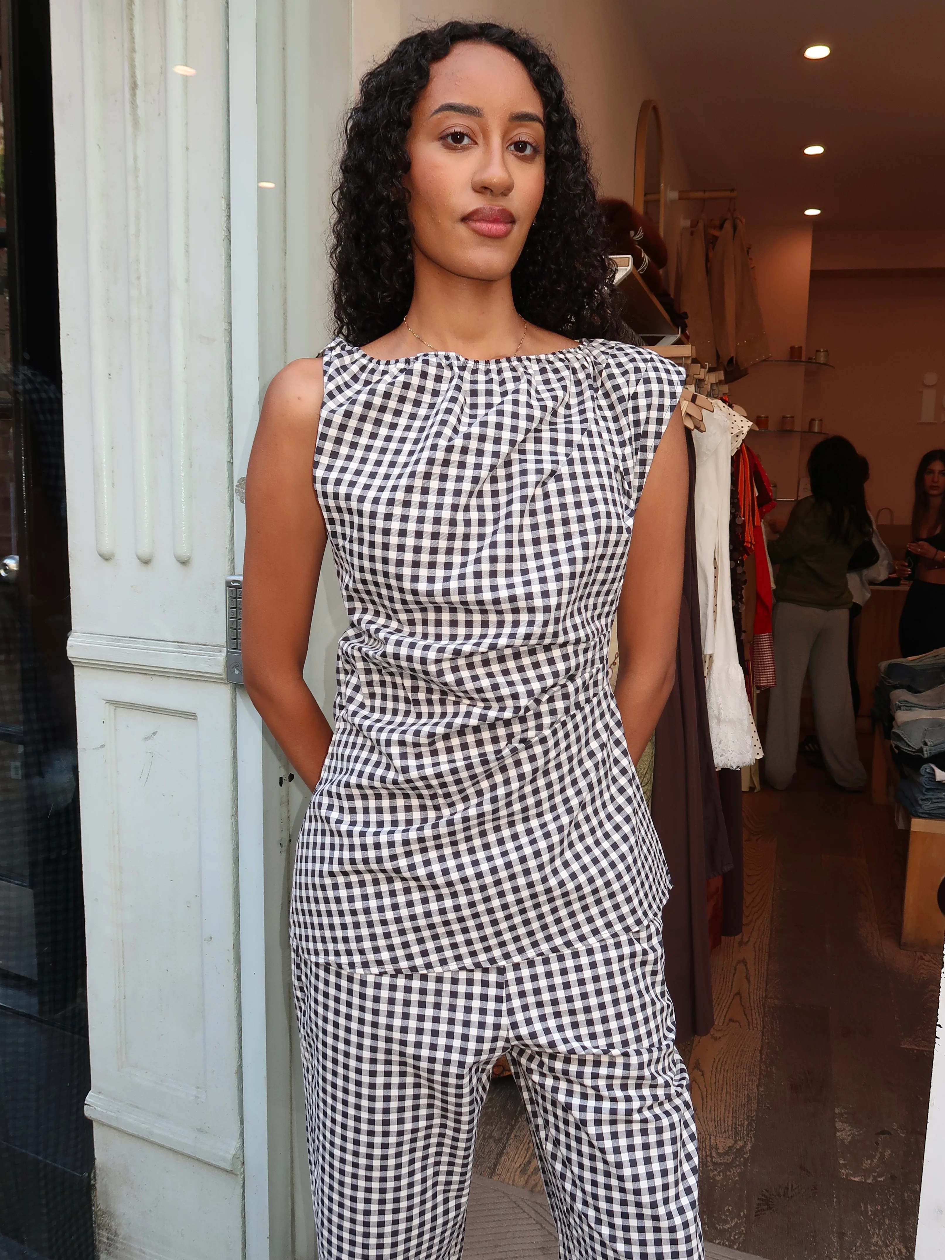 Melisande Top in Black Gingham - Image 4