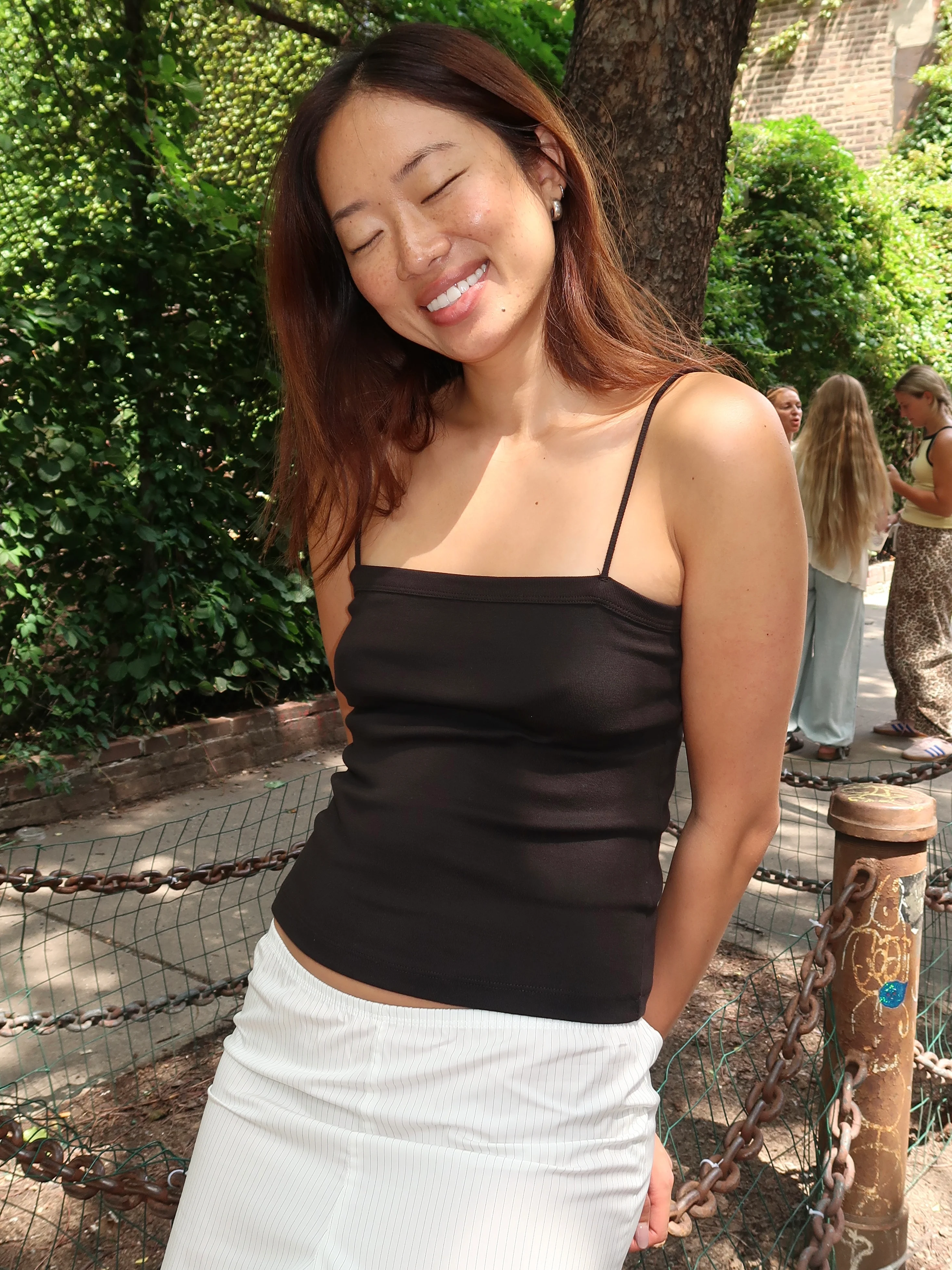 Organic Cotton Square Neck Cami in Jet Black