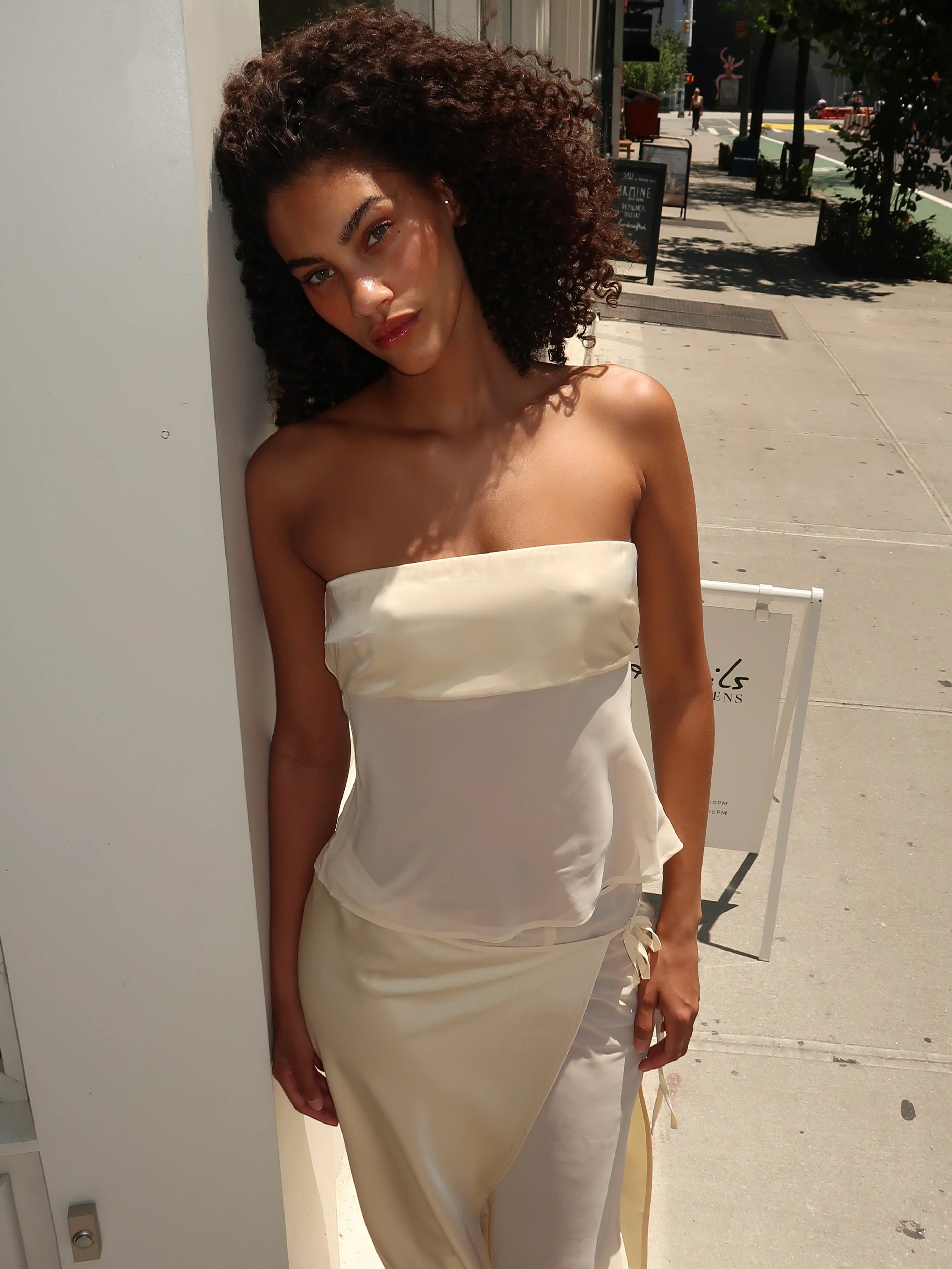 Patrice Strapless Top in Buttercream - Image 4
