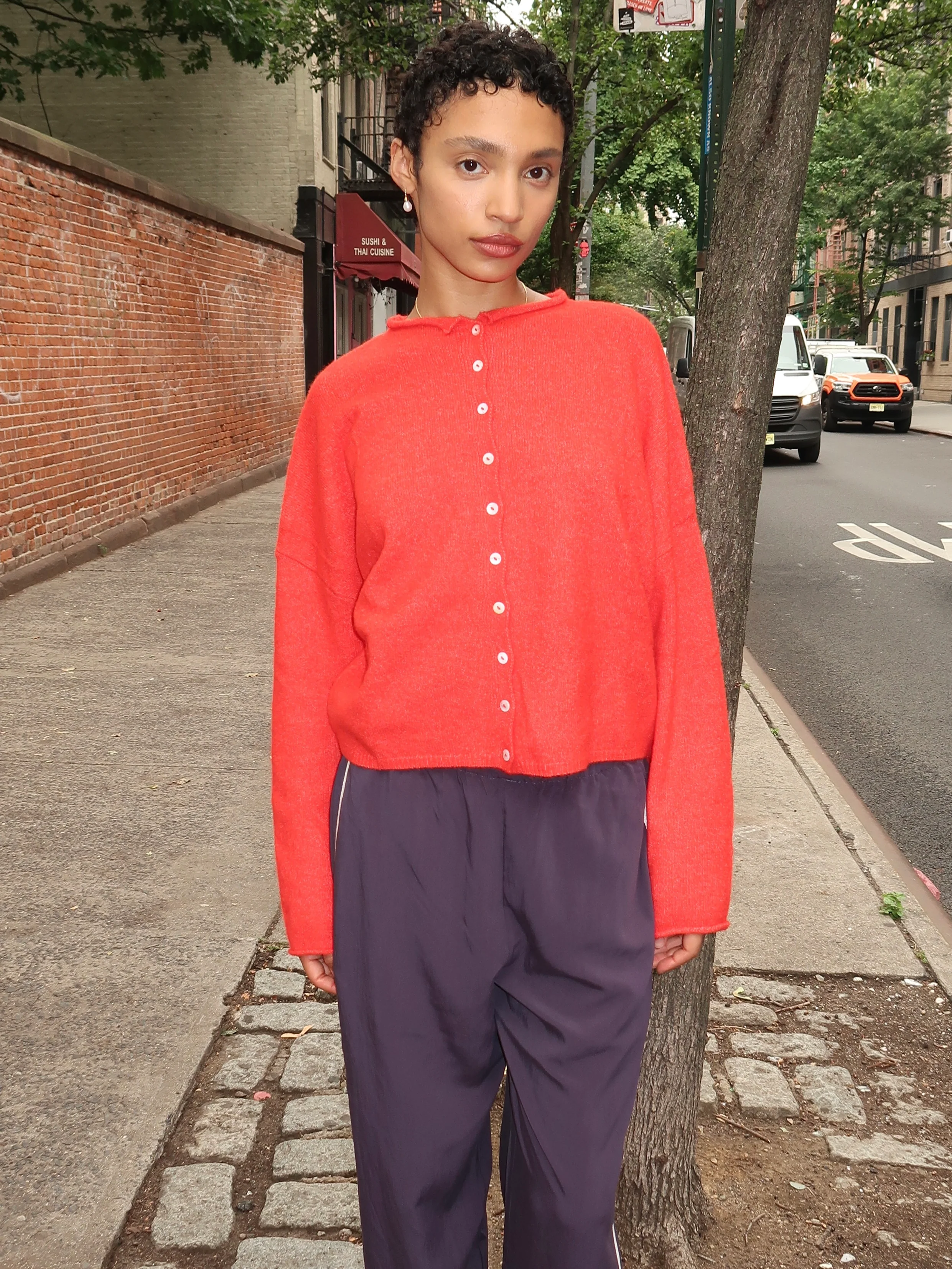 Pisces Button Down Cardigan in Red - Image 4