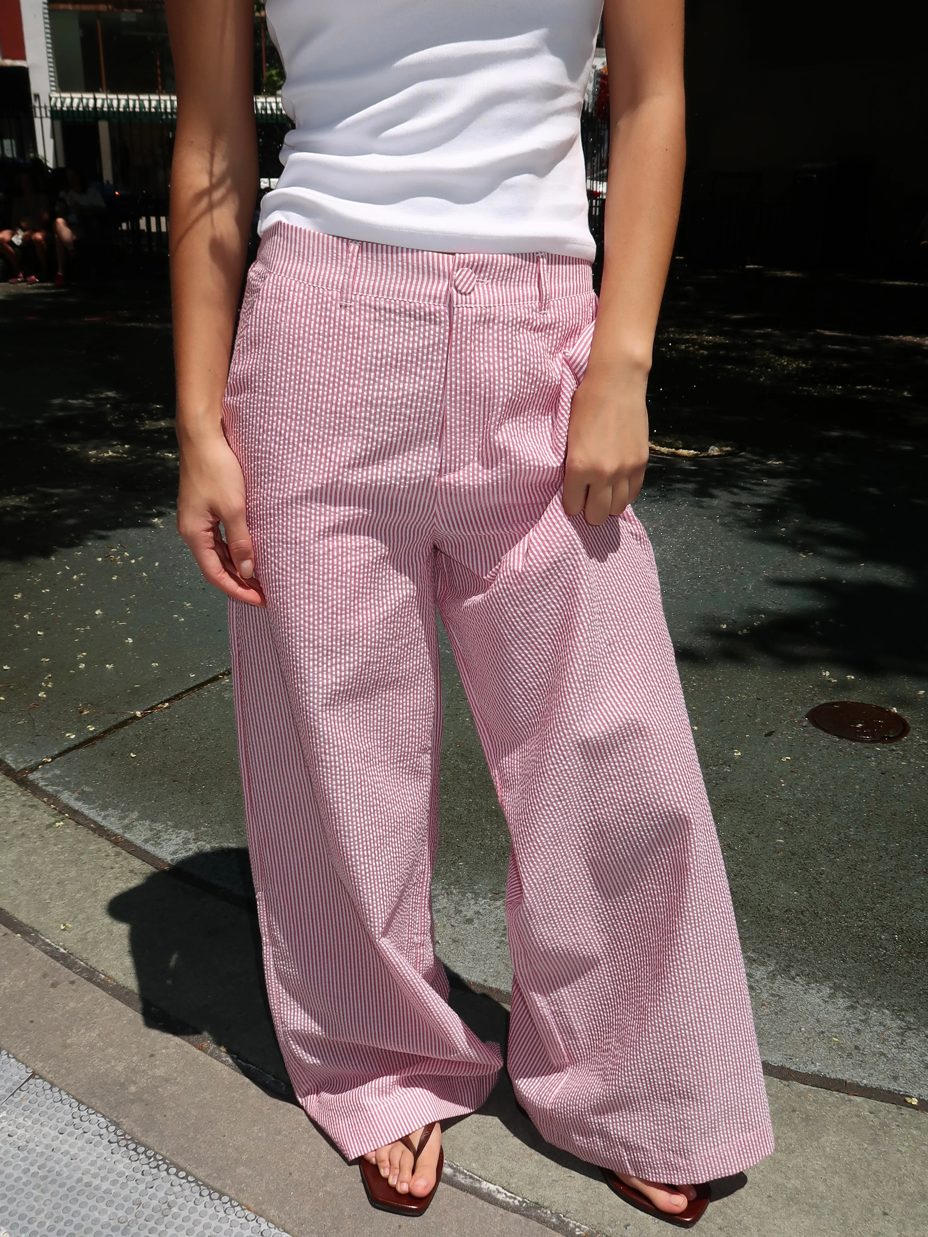 Portofino Pant in Red Seer Sucker - Image 2