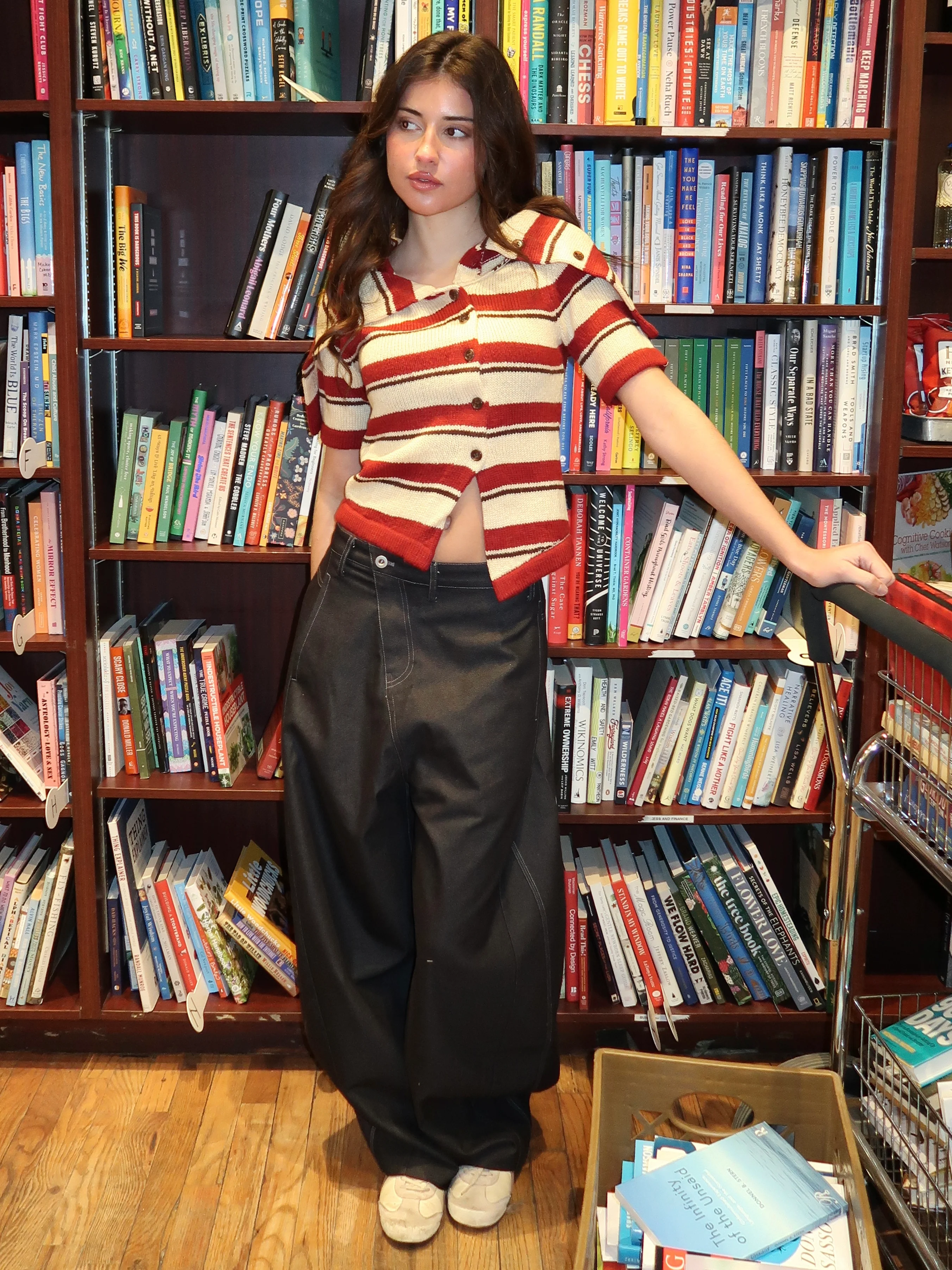 Slant Denim Wide Pants in Black