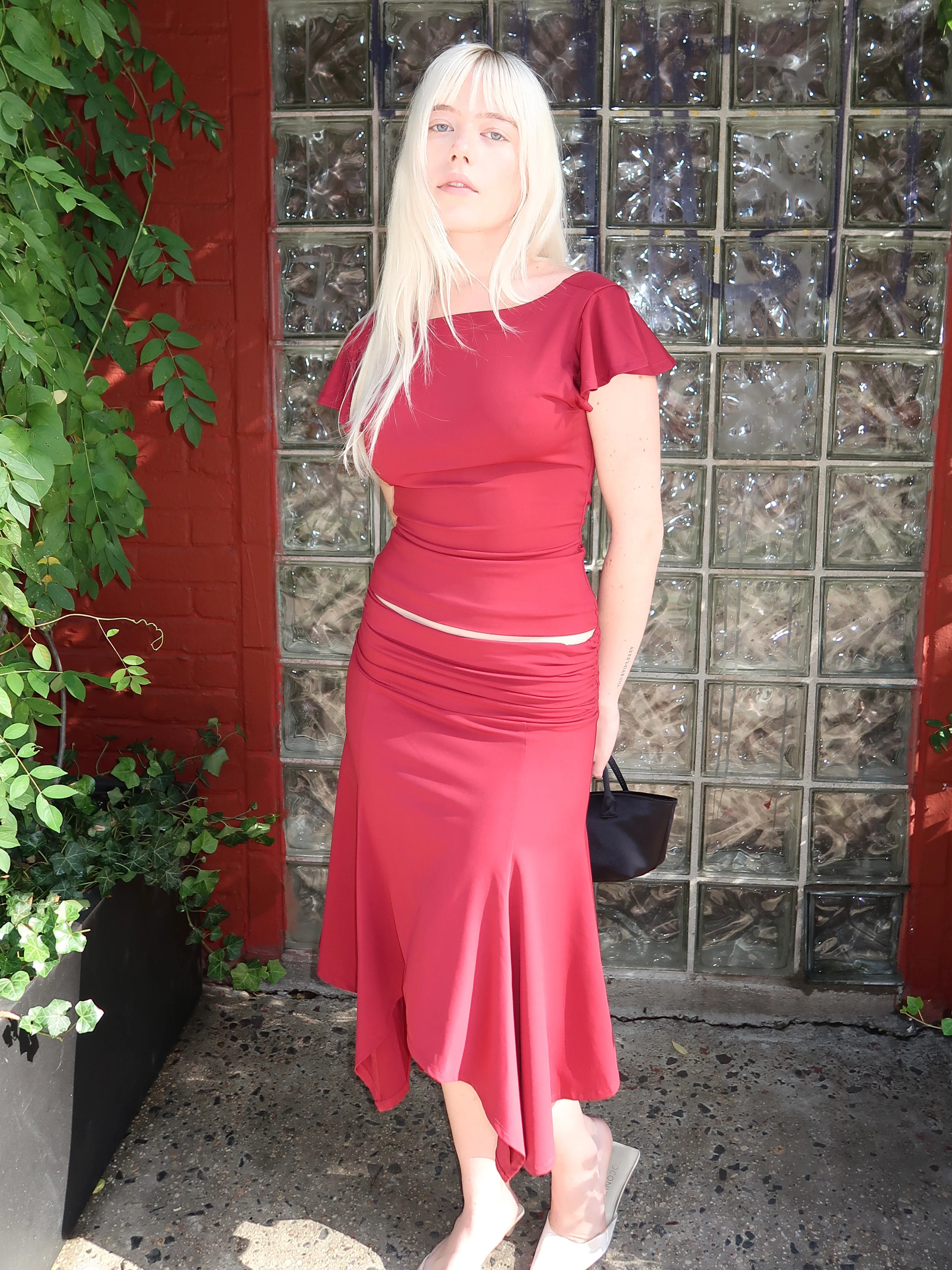 Soffiano Skirt in Bordeaux - Image 4