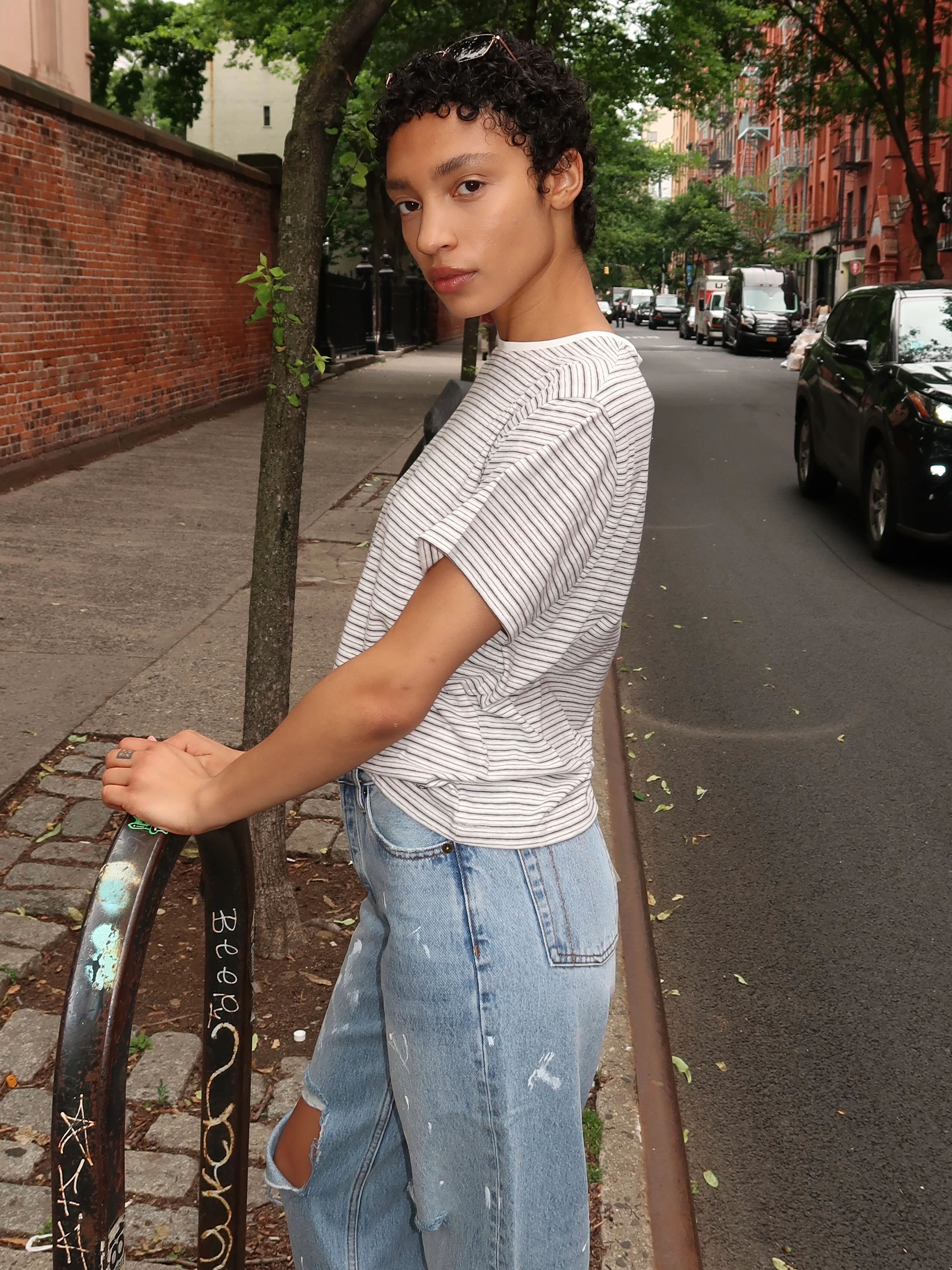 Stripe Tee in Grey - Image 2