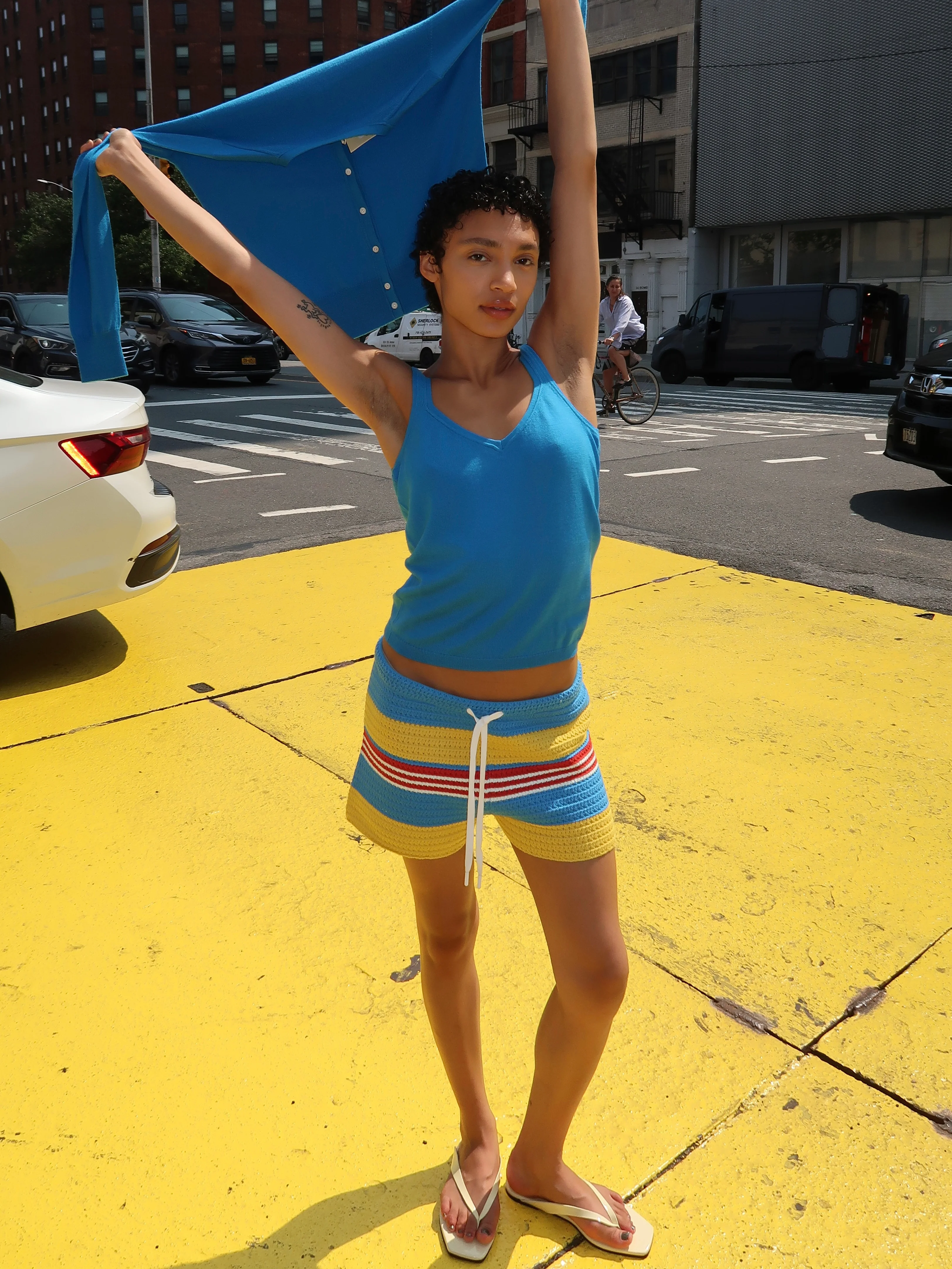 Tammy Short in Blue Multistripe - Image 2