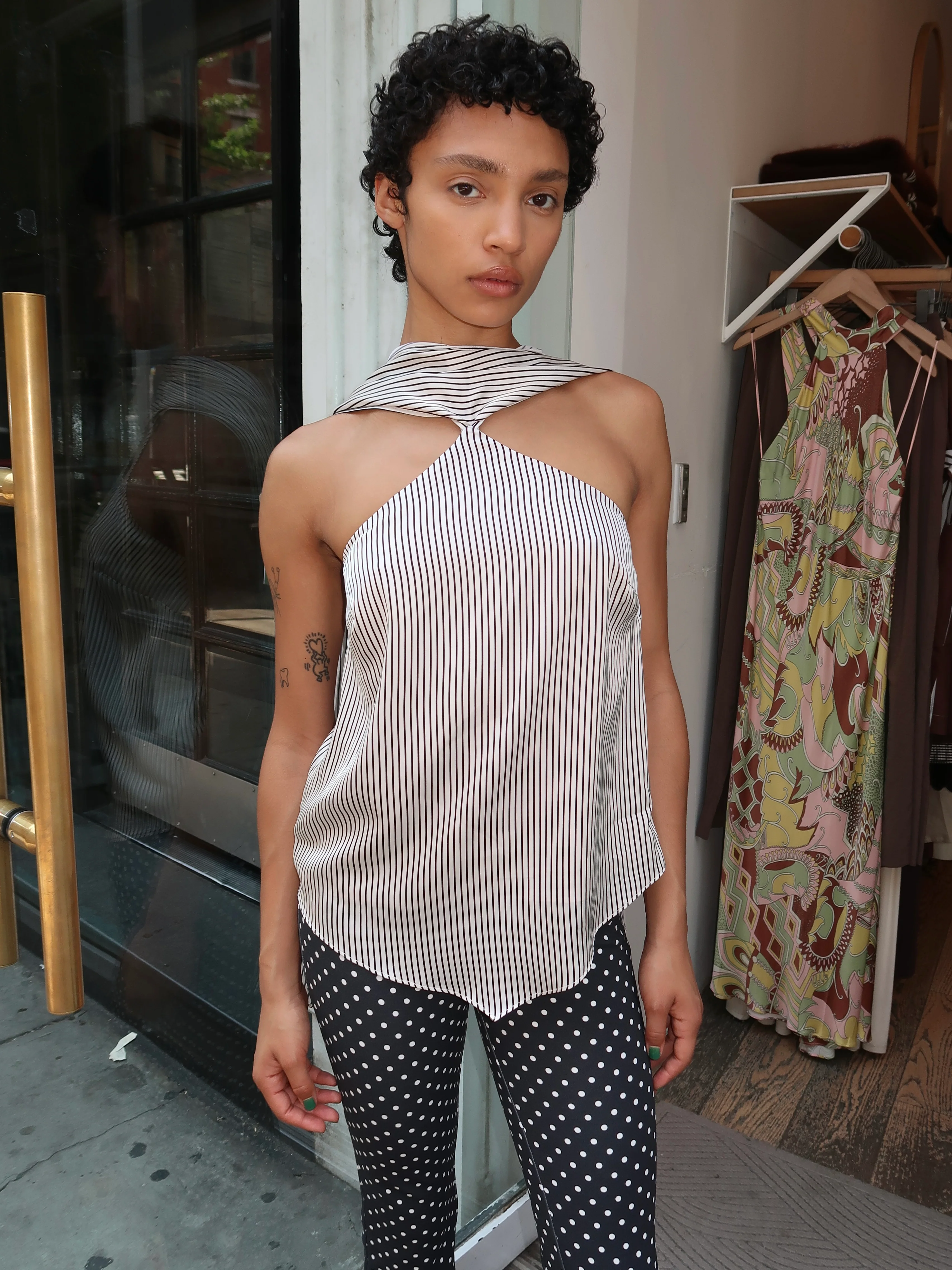 Virginia Top in Black White Stripe