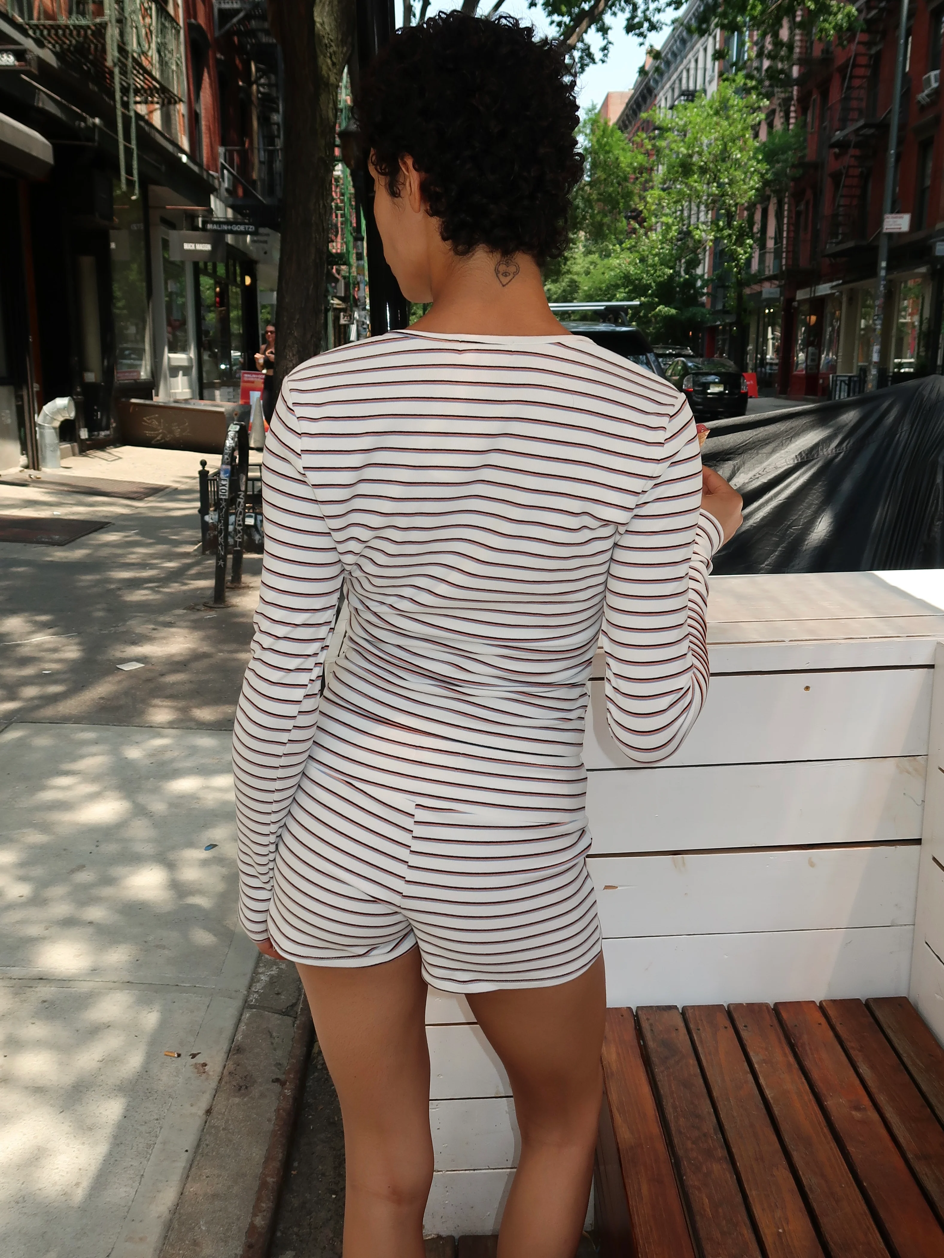 Yas Cardigan in White Stripe - Image 3